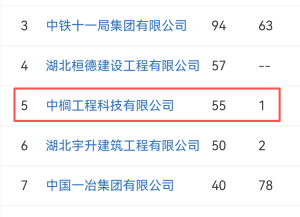 中榈工程科技有限公司跻身湖北省第三季度建企中标前5强